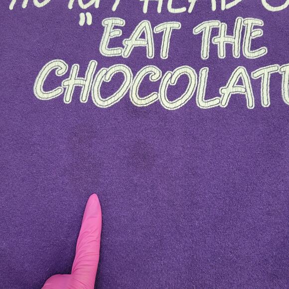 Vintage 80s Chocolate Sweatshirt Women Large 21x24 Baggy USA - Picture 2 of 14